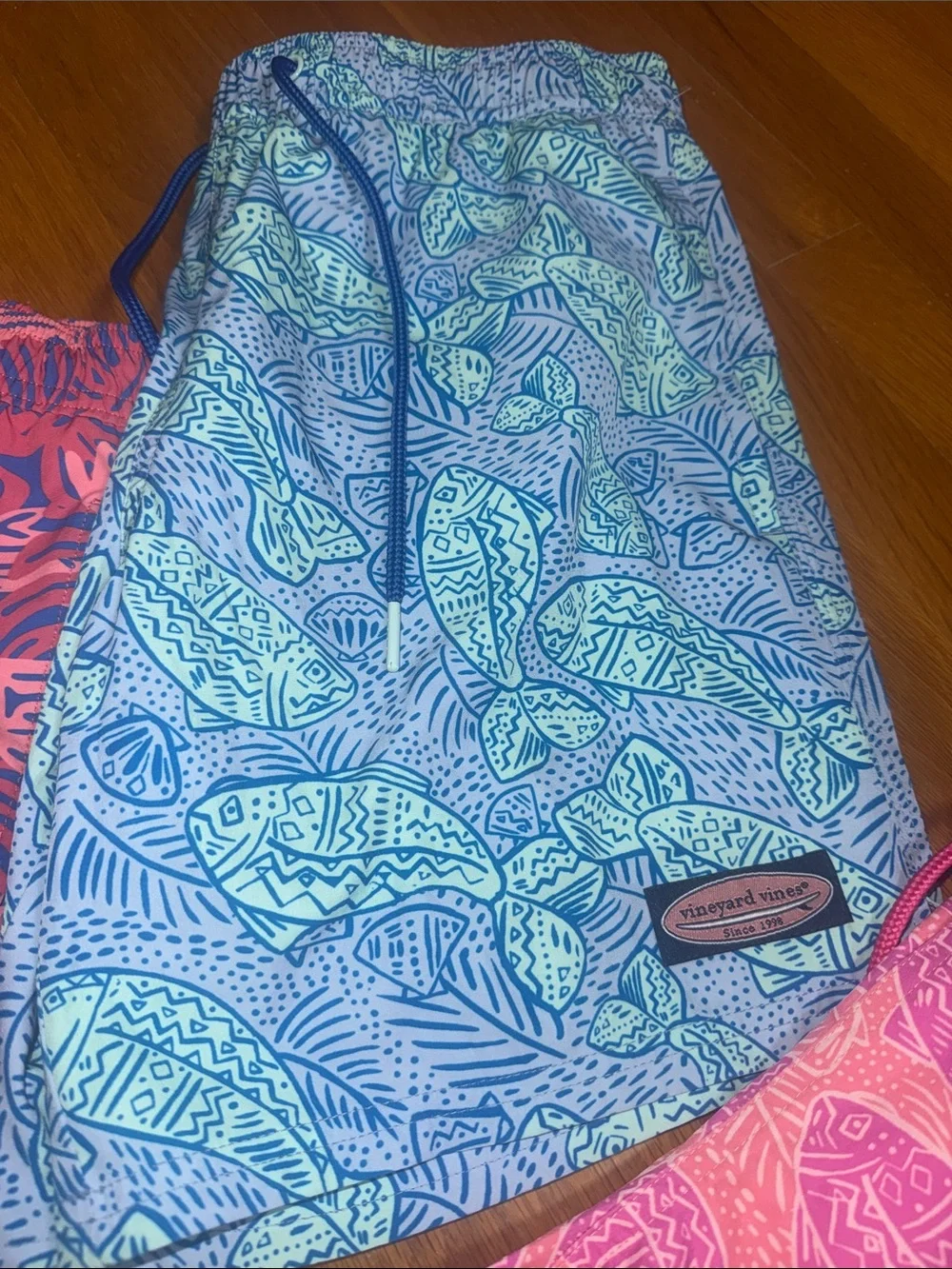 Vineyard Vines Swim Trunks - Blue, Pink, Coral Print Trio